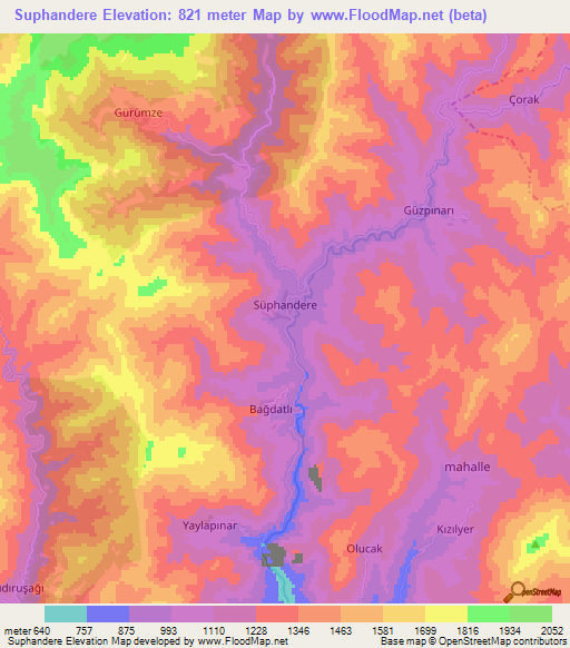 Suphandere,Turkey Elevation Map