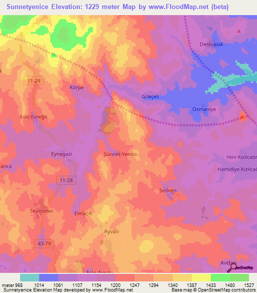 Sunnetyenice,Turkey Elevation Map