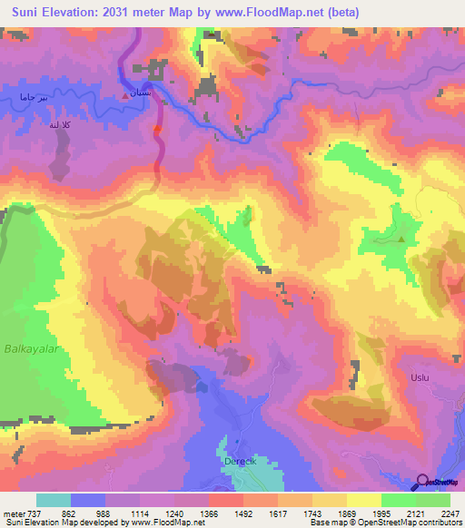 Suni,Turkey Elevation Map