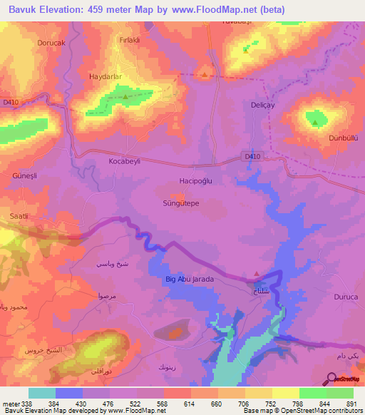 Bavuk,Turkey Elevation Map