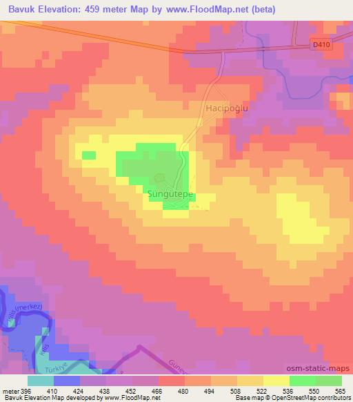 Bavuk,Turkey Elevation Map