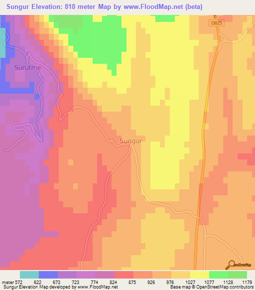 Sungur,Turkey Elevation Map