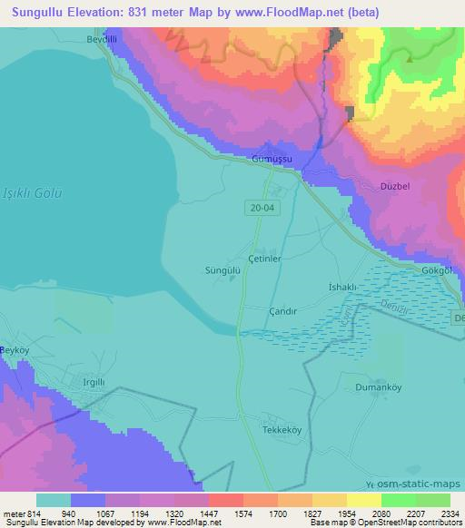 Sungullu,Turkey Elevation Map