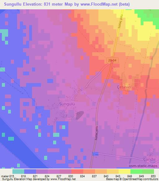 Sungullu,Turkey Elevation Map