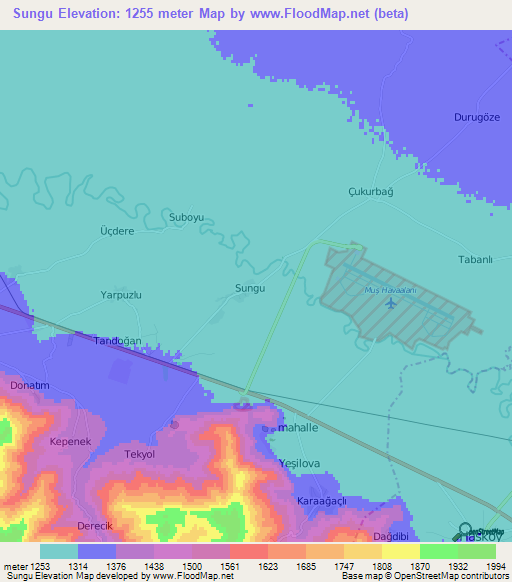 Sungu,Turkey Elevation Map