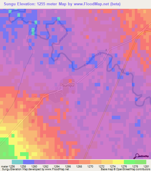 Sungu,Turkey Elevation Map