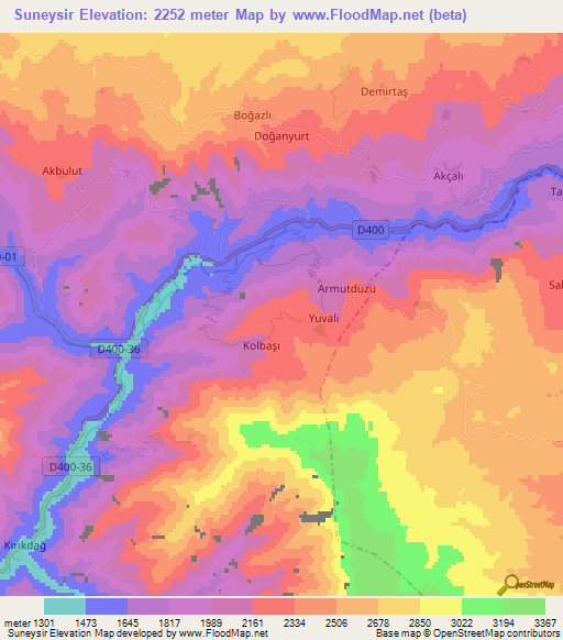 Suneysir,Turkey Elevation Map