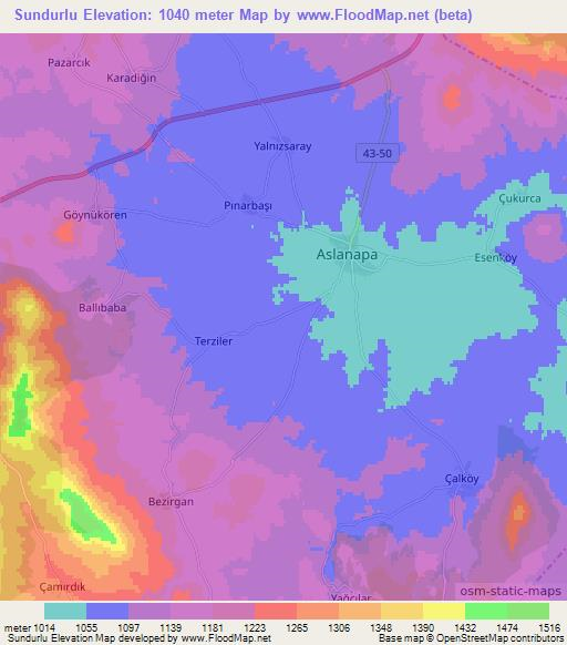 Sundurlu,Turkey Elevation Map