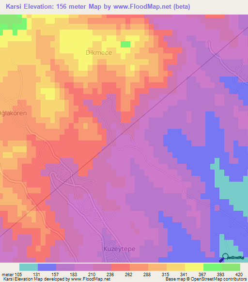 Karsi,Turkey Elevation Map