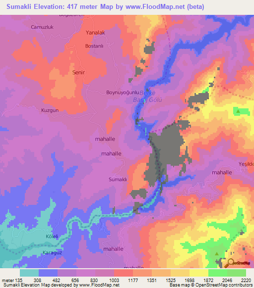 Sumakli,Turkey Elevation Map