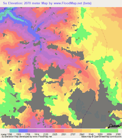 Su,Turkey Elevation Map