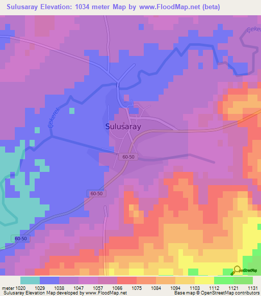 Sulusaray,Turkey Elevation Map