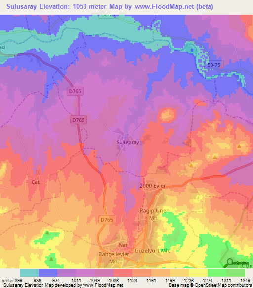 Sulusaray,Turkey Elevation Map