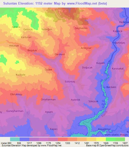 Suluntas,Turkey Elevation Map