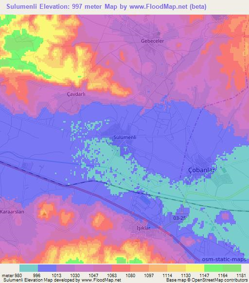 Sulumenli,Turkey Elevation Map