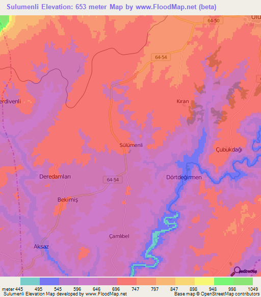 Sulumenli,Turkey Elevation Map