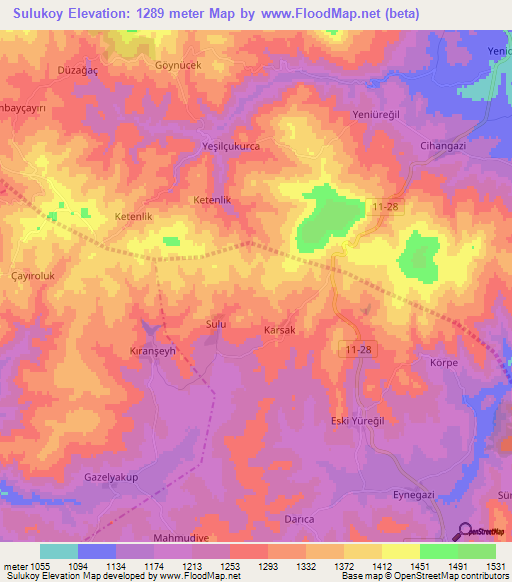 Sulukoy,Turkey Elevation Map