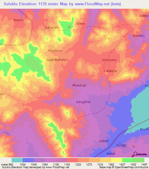 Suluklu,Turkey Elevation Map