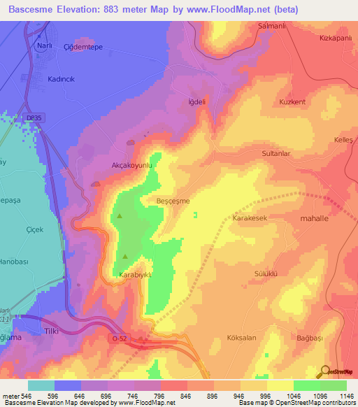 Bascesme,Turkey Elevation Map