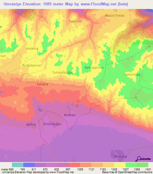 Umraniye,Turkey Elevation Map