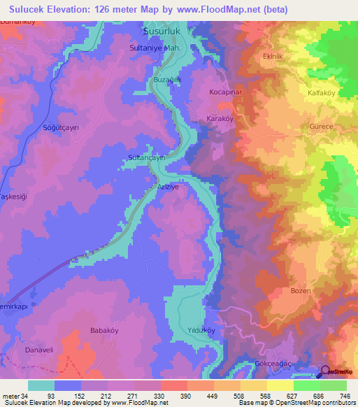 Sulucek,Turkey Elevation Map