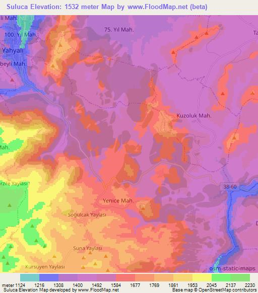 Suluca,Turkey Elevation Map