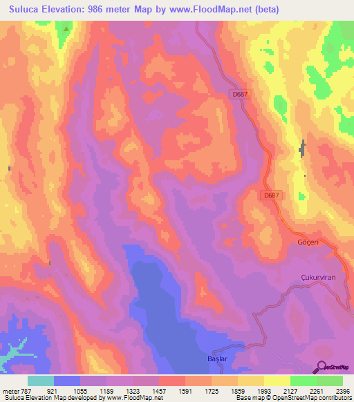 Suluca,Turkey Elevation Map