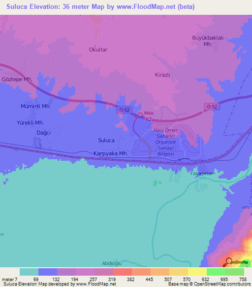 Suluca,Turkey Elevation Map