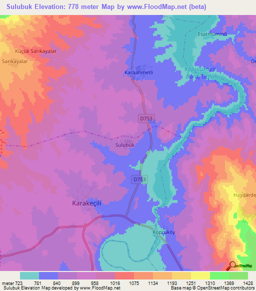 Sulubuk,Turkey Elevation Map