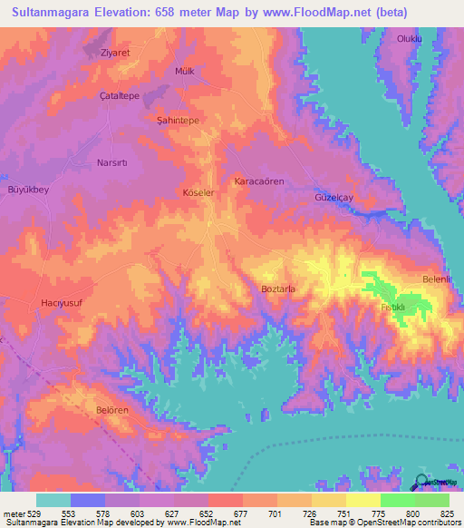 Sultanmagara,Turkey Elevation Map