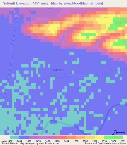 Sultanli,Turkey Elevation Map