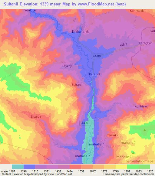 Sultanli,Turkey Elevation Map