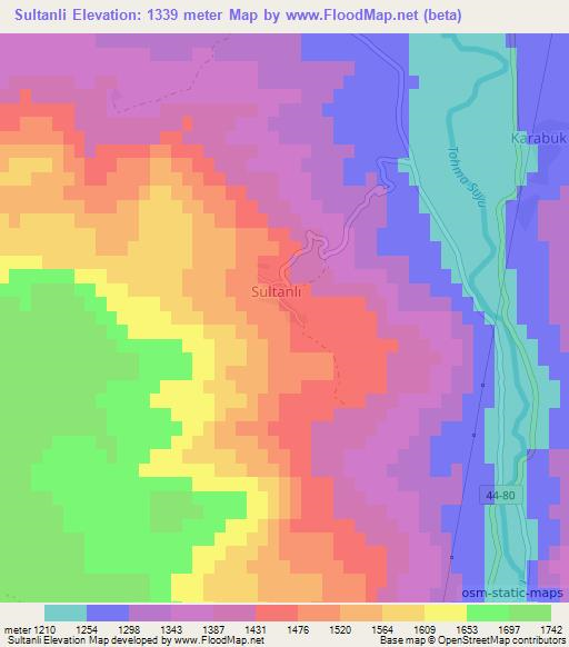 Sultanli,Turkey Elevation Map