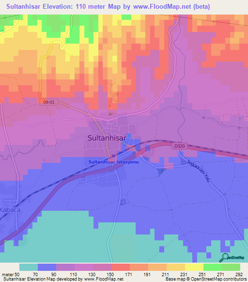 Sultanhisar,Turkey Elevation Map