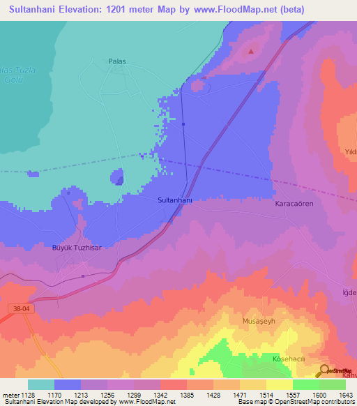 Sultanhani,Turkey Elevation Map