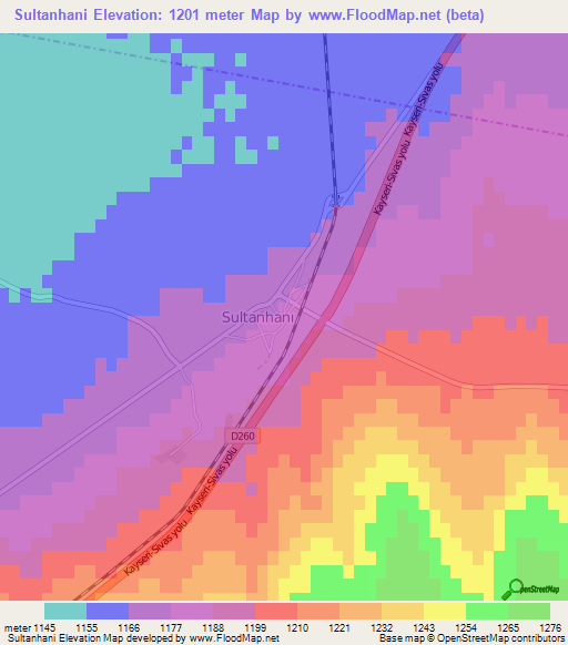 Sultanhani,Turkey Elevation Map