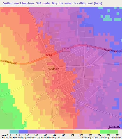 Sultanhani,Turkey Elevation Map