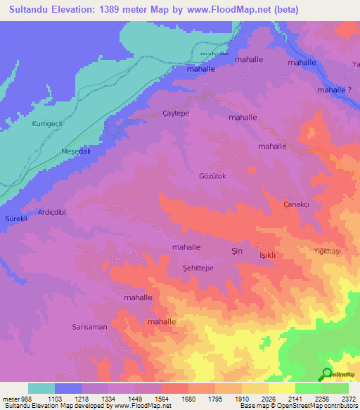 Sultandu,Turkey Elevation Map