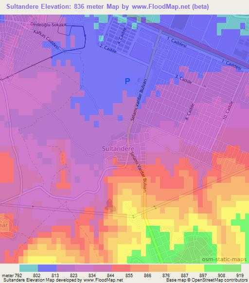 Sultandere,Turkey Elevation Map