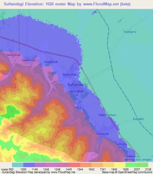 Sultandagi,Turkey Elevation Map