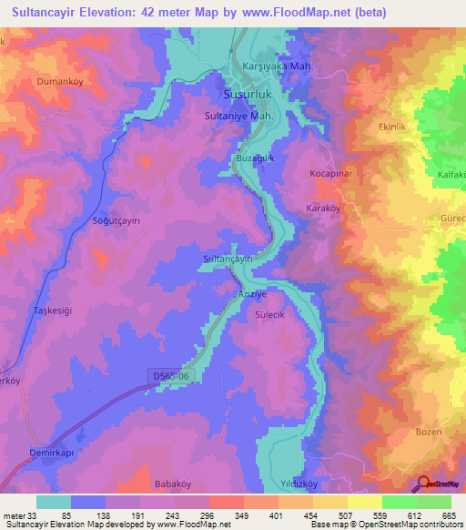 Sultancayir,Turkey Elevation Map