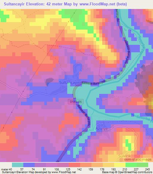 Sultancayir,Turkey Elevation Map