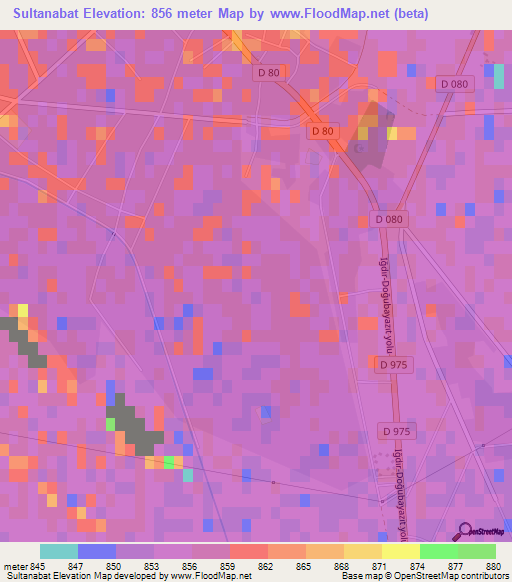 Sultanabat,Turkey Elevation Map