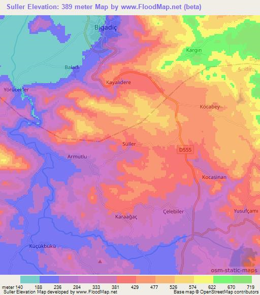 Suller,Turkey Elevation Map