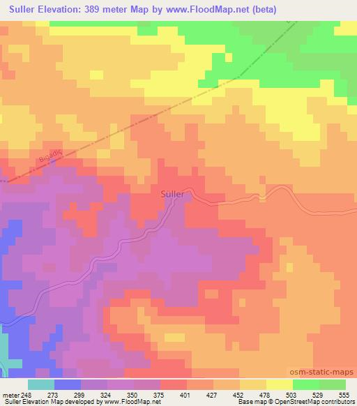 Suller,Turkey Elevation Map