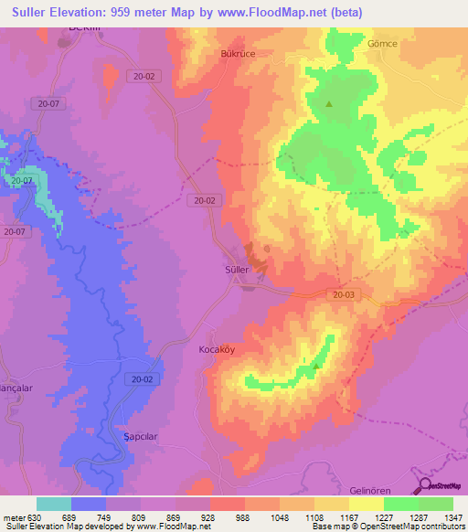 Suller,Turkey Elevation Map