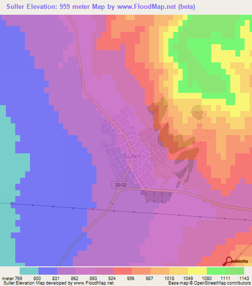 Suller,Turkey Elevation Map