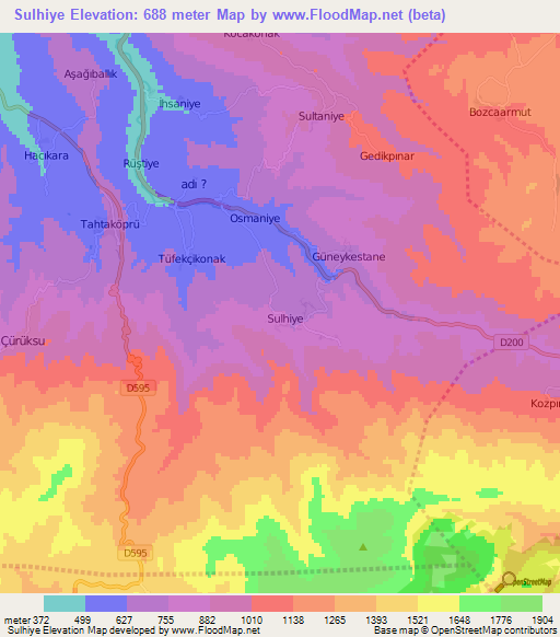 Sulhiye,Turkey Elevation Map