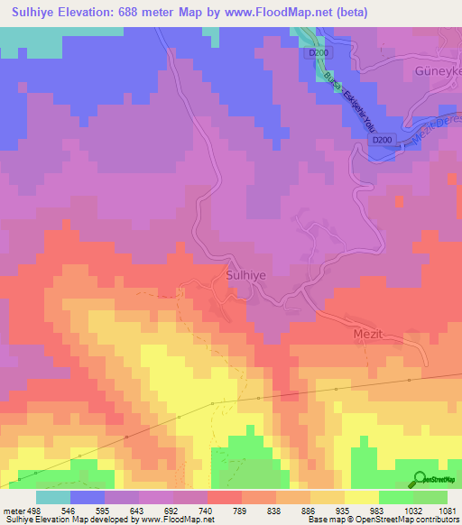 Sulhiye,Turkey Elevation Map