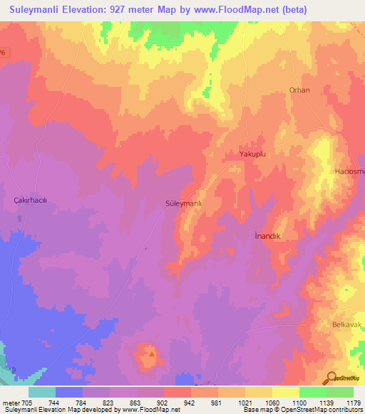 Suleymanli,Turkey Elevation Map